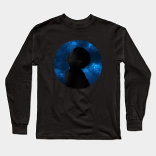 BTS V Tae silhouette (blue galaxy circle brush) | Army | Kpop Long Sleeve T-Shirt